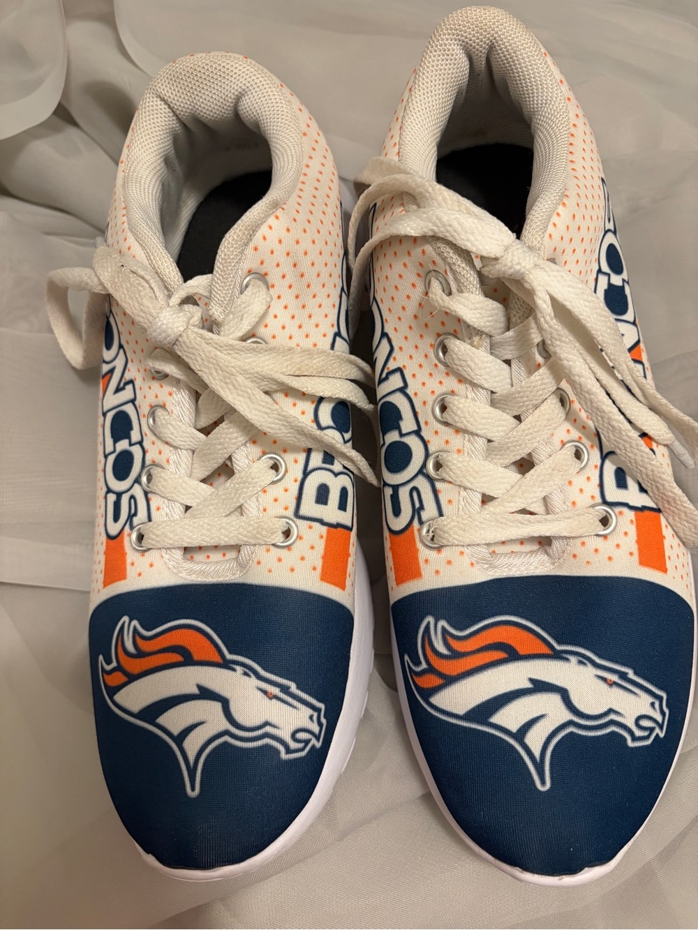 Denver Broncos White Navy Orange Team Sneakers Women’s Size 7 - Picture 3 of 7